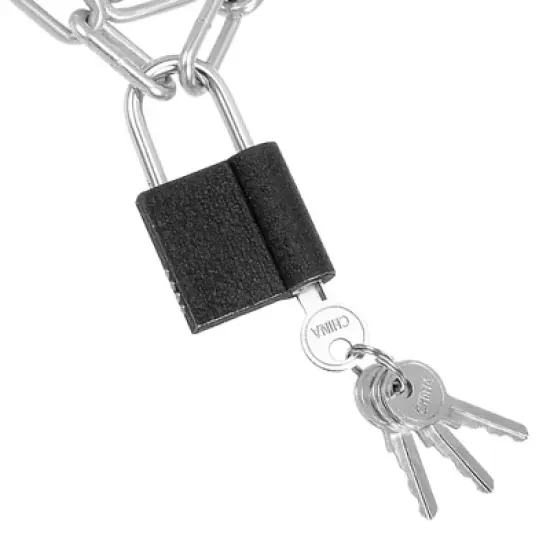 Unique Bargains Bicycle Cycling Zinc Plated 3.28 Feet Long Chain Lock with Padlock Silver image {5}