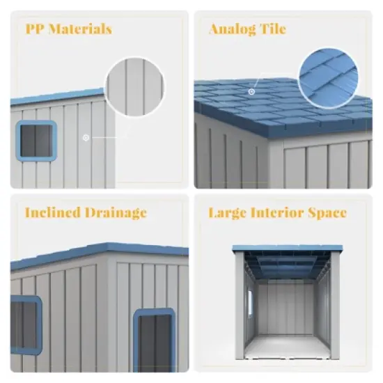 Dolonm Pet Cottage Self-Cleaning Drain Hole & Rain-Slope Roof | 2 Doors | Easy Setup, for Indoor/Outdoor image {2}