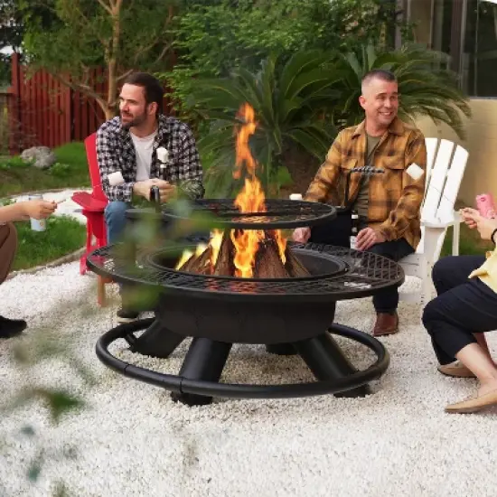 Bestier Fire Pit with Grills Grate, 47" Outdoor Firepit for Outside Wood Burning image {10}