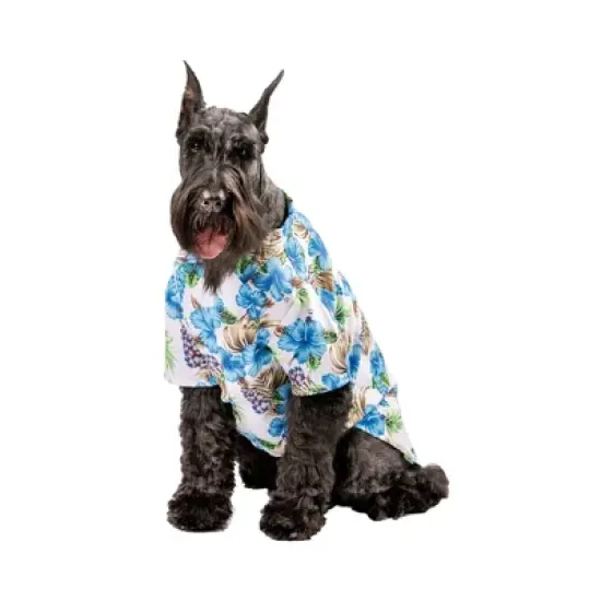 Midlee Blue Hibiscus Hawaiian Dog Shirt image {5}