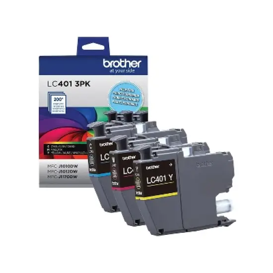 Brother LC401 Cyan/Magenta/Yellow Standard Yield Ink Cartridges 3/Pack (LC4013PKS) image {2}