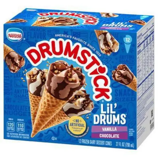 Nestle Drumstick Lil' Drums Vanilla Chocolate Ice Cream Cones - 12ct image {1}