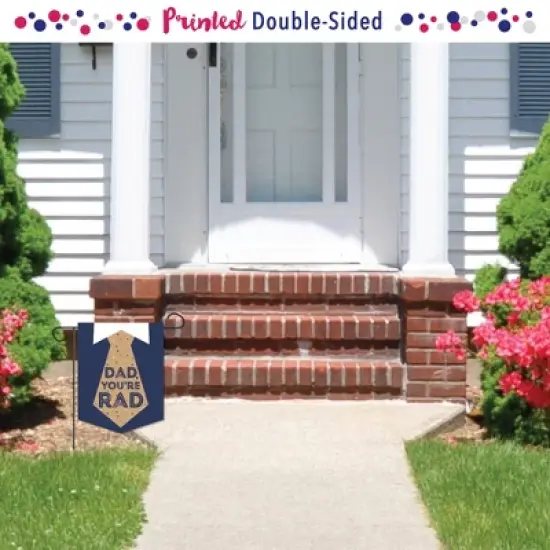 Big Dot of Happiness My Dad is Rad - Outdoor Home Decorations - Double-Sided Father's Day Party Garden Flag - 12 x 15.25 inches image {1}