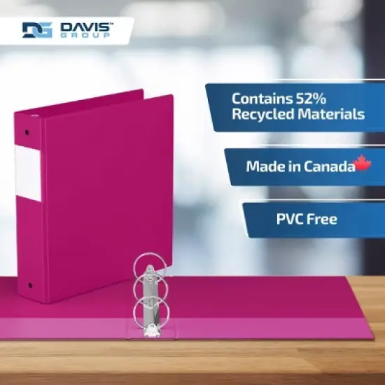 Davis Group 6pk 2" Premium Economy Round Ring Binders Pink: Hard Cover, 400 Sheet Capacity, 2 Pockets, Polypropylene image {6}
