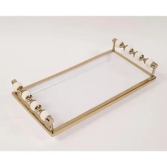 Classic Touch Gold Beaded Rectangular Tray image {2}