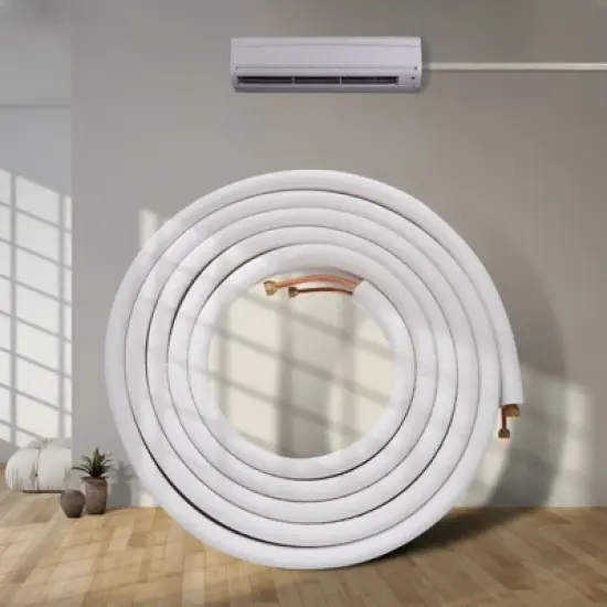 VEVOR 25FT Mini Split Line Set,1/4" & 3/8" O.D Copper Pipes Tubing and Triple-Layer Insulation,for Air Conditioning or Heating Pump Equipment, White image {1}