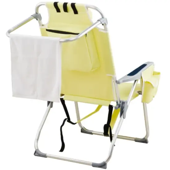 DOMETOUR Heightened Oxford Cloth Silver White Aluminum Tube Bearing 220 LBS Beach Chair Yellow image {15}