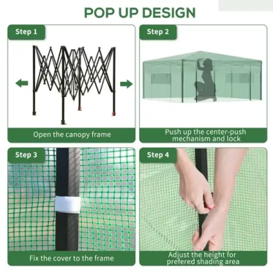OutsunnyPortable Pop-up Walk-in Greenhouse with Roll-up Door image {4}