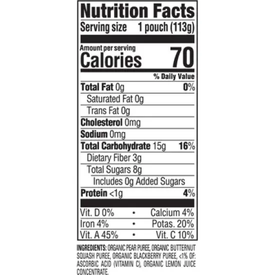 Happy Baby Organics Clearly Crafted Stage 2 Pears, Squash & Blackberries - 4oz image {7}