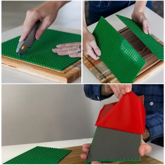 Creative QT MakerBase, 4 Pack, 10x10 Peel-and-Stick Toy Building Blocks Stackable Baseplates, Bases for Play Tables, Walls, and More, Compatible with All Major Brick Brands image {4}