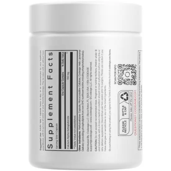 Codeage Liposomal Calcium AKG Supplement - Pure Alpha Ketoglutarate Acid - 60ct image {1}
