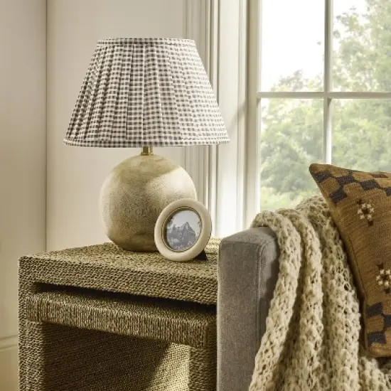 Gingham Pleated Lamp Shade Brown - Threshold&trade; designed with Studio McGee image {2}
