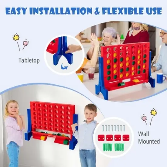 Costway Wall Mounted or Tabletop Giant 4 in a Row Jumbo 4-to-Score Connect Game Set Blue\Red\Green\Orange image {9}
