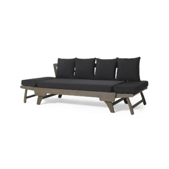 Christopher Knight Home Lana Patio Acacia Convertible 3 Seater Daybed Sofa with Foldable Arm and 4 Pillows image {3}