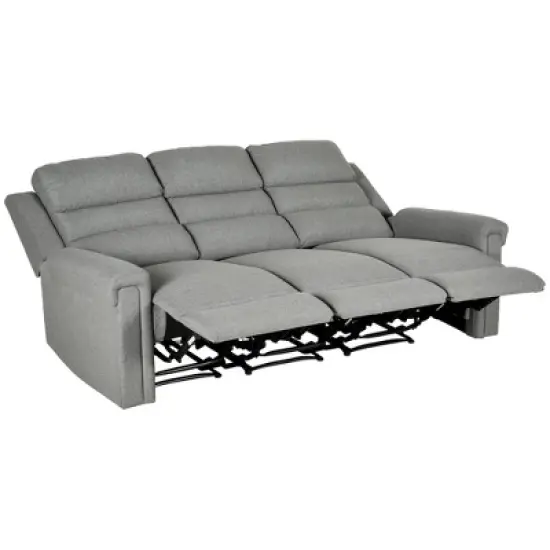 HOMCOM Recliner Sofa Couch with Easy Pull Handles and Adjustable Footrest, 3 Seater Sofa Modern Couch, Gray image {3}