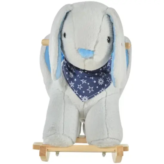 Qaba Kids Ride-On Rocking Horse Toy Bunny Rocker with Fun Play Music & Soft Plush Fabric for Children 18-36 Months image {4}