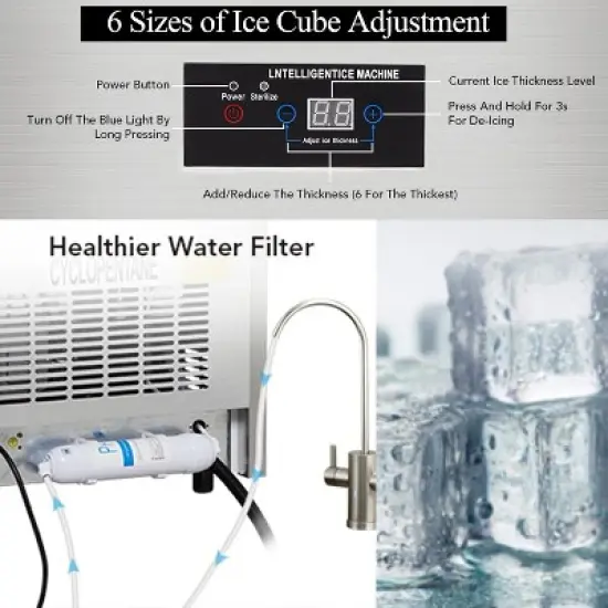 Acekool Commercial Ice Maker Machine, 80Lbs/24H Countertop Ice Maker with 30Lbs Storage Bin, 32 Cubes per Cycle, Freestanding for Home & Bar image {2}