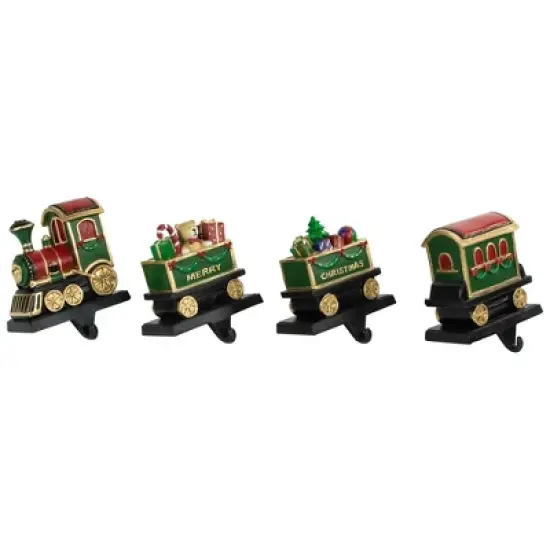 Northlight Set of 4 Merry Christmas Train Stocking Holders 5" image {1}