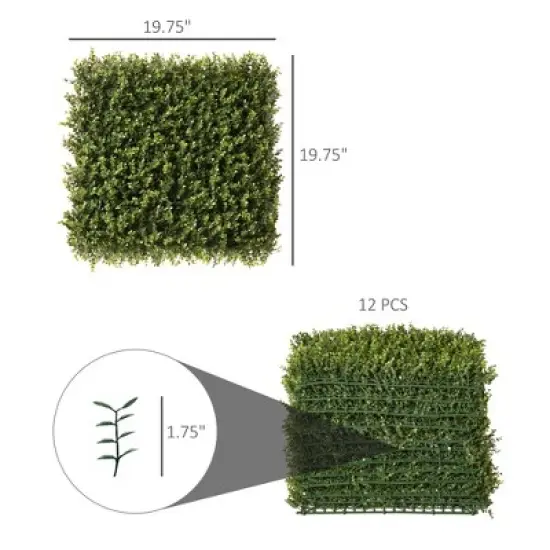 Syemin Patio Decorative Screens, Artificial Grass Wall Panels, Privacy Screen for Outdoor Indoor Garden Fence Backyard, Green, 19.75"*19.75"*1.75" image {1}