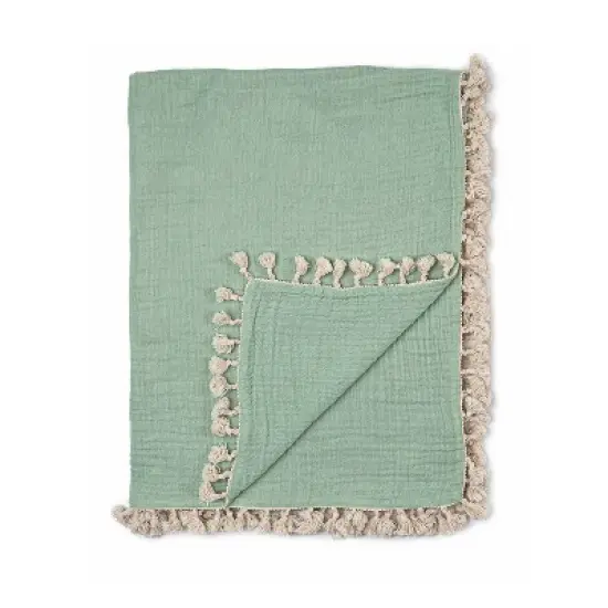 Crane Baby 6-Layer Muslin Baby Blanket with Tassel Edge image {11}