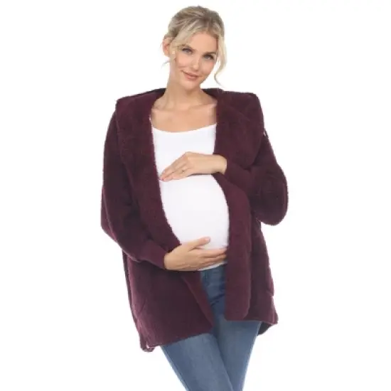Maternity Plush Hooded Cardigan with Pockets image {8}