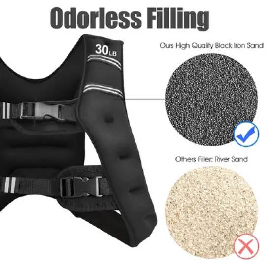 Costway 30LBS Workout Weighted Vest W/Mesh Bag Adjustable Buckle Sports Fitness Training image {3}