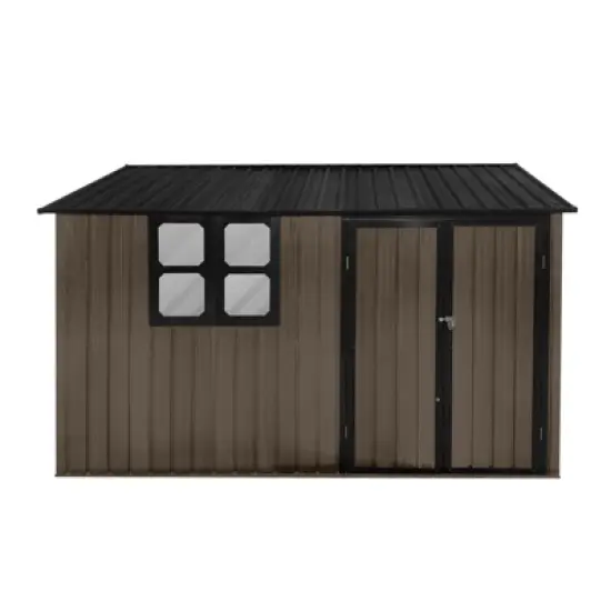 CAVINAS 10ftx8ft Outdoor Garden Shed Large Metal Storage Sheds with Hinged Door and Window for Backyard image {4}