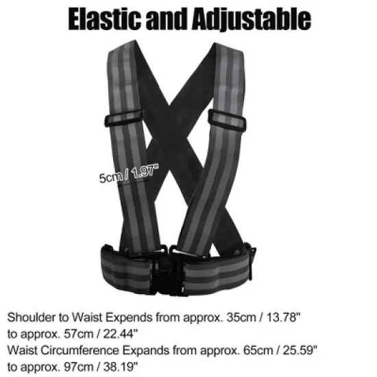 Unique Bargains Polyester High Visibility Safety Walking Cycling at Night Reflective Vest 1 Pc image {3}