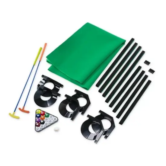 HearthSong - Golf Pool Indoor Family Game Special, Includes Two Golf Clubs, 16 Balls, Green Mat, Rails, and Wooden Arches image {7}