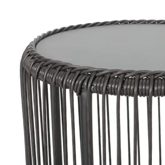 Neblett 3pc Patio Wicker Chat Set - White/Beige/Black - Christopher Knight Home image {2}