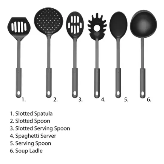 Hastings Home Kitchen Utensil and Gadget Set with Plastic Spatula and Spoons - 6 pieces image {2}