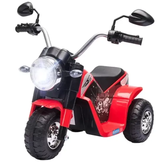 Aosom 6V Kids Motorcycle Dirt Bike Electric Battery-Powered Ride-On Toy Off-road Street Bike Rechargeable with Horn Headlights Realistic Sounds 1.24mph Speed for Girls Boy 18 - 36 Months Red image {3}