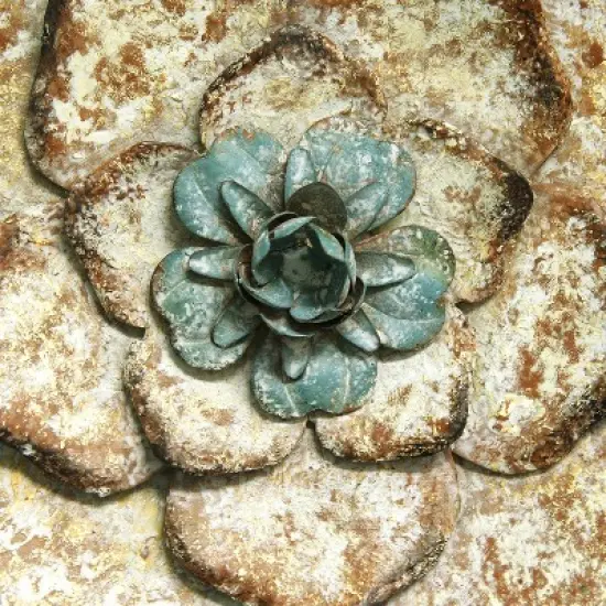 Stratton Home Decor S09593 Set of 3 Metal Rustic Flower Wall Decor, Multicolor image {3}