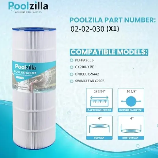 Poolzilla Replacement Pool Filter for PLFPA200S, Hayward CX200-XRE, SwimClear C200S, CS200E, Unicel C-9442, Spa-Daddy SD-01334, PA200S image {2}