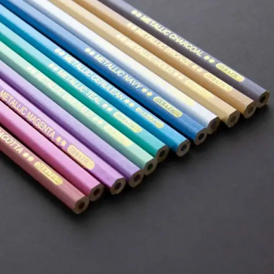 BAZIC Products&reg; Metallic Colored Pencils, 12 Per Pack, 6 Packs image {3}
