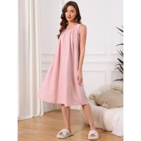 INSPIRE CHIC Women's Tank Pajama Dress Sleepshirt Soft Sleepwear Midi Sleeveless Nightgowns image {1}