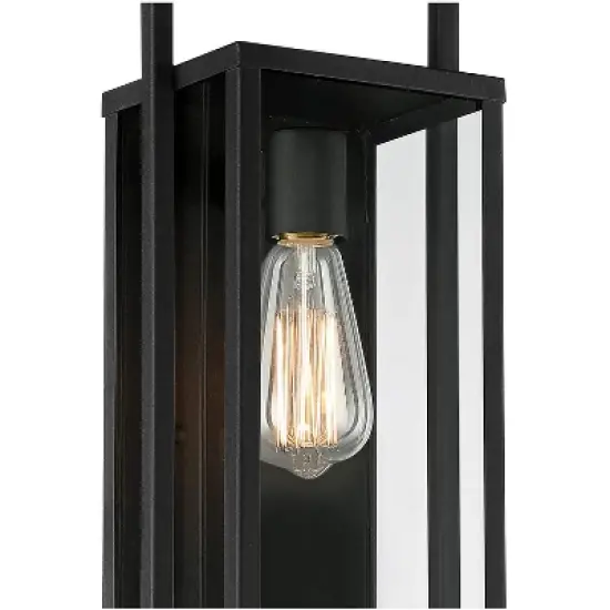 Possini Euro Design Jericho Modern Outdoor Wall Light Fixture Textured Black Metal 19" Clear Glass Panel for Post Exterior Barn Deck House Porch Yard image {2}