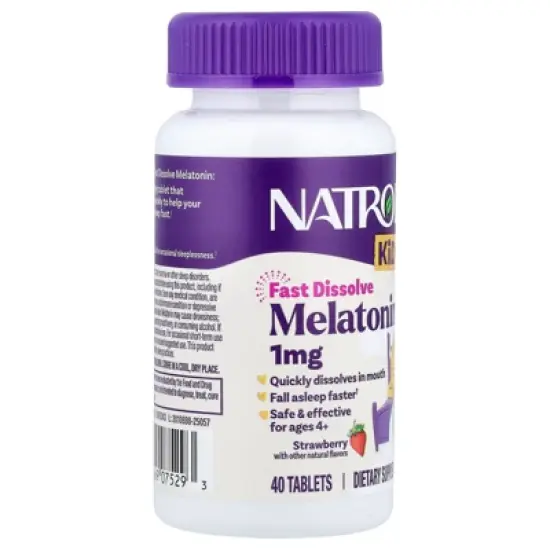 Natrol Kids, Melatonin, Ages 4+, Strawberry, 40 Tablets image {3}