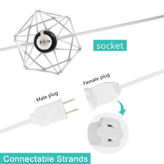 JONATHAN Y 10-Light Indoor/Outdoor 10 ft. Contemporary Transitional Incandescent G40 Diamond Cage String Lights image {4}