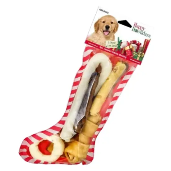Pet Factory Happy Howlidays Assorted Chews Dog Christmas Stocking 9pc Small image {2}