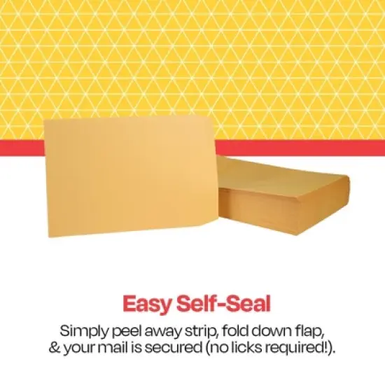 School Smart Grip Seal Envelopes, 10 x 13 Inches, Kraft, Pack of 100 image {3}