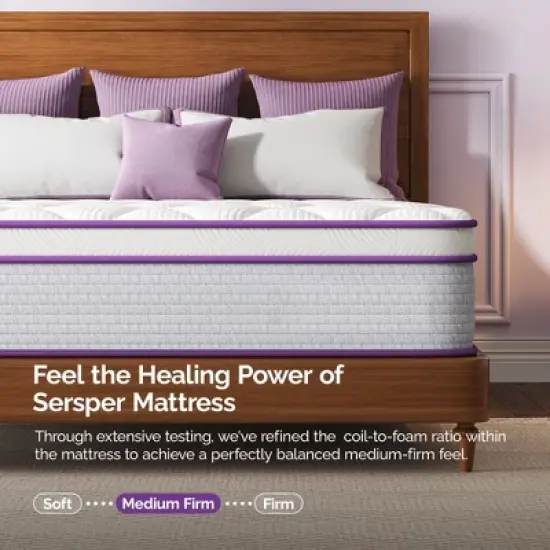 Sersper 14 inch Memory Foam Spring Hybrid Mattress King image {1}