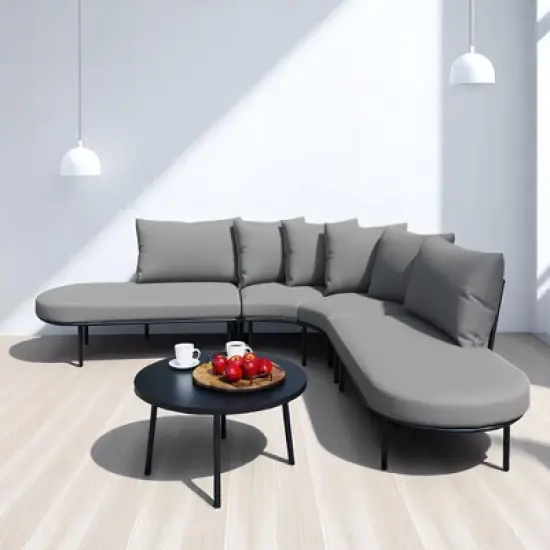 Mshliw Outdoor Patio Furniture Set - 6-Piece Modular Sectional Sofa with Coffee Table, Cushion&ndash;  Patio Seating for Garden, Backyard, Deck, Porch image {7}