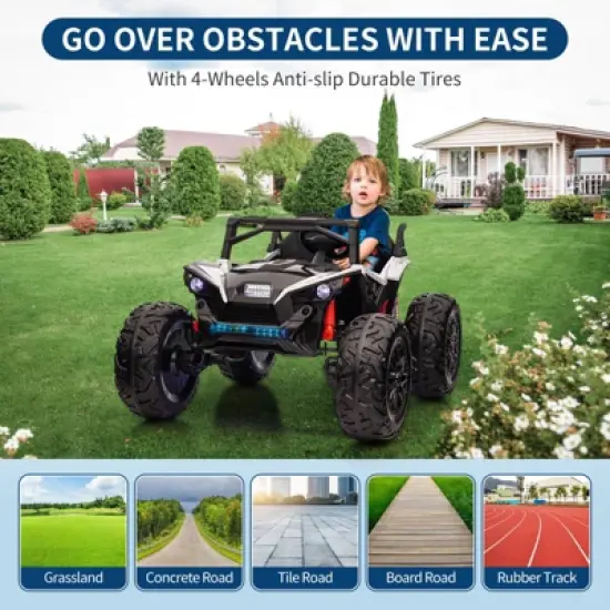24V 2-Seater Kids UTV - Remote Control, 17" Tires, LED Lights & Music, 2-Speed (Ages 3-8) image {6}