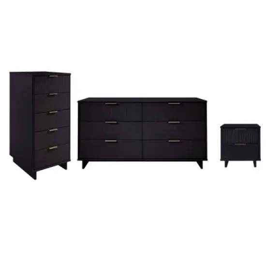 Manhattan Comfort 3pc Granville Chest with Double Dresser and Nightstand Bedroom Set image {29}