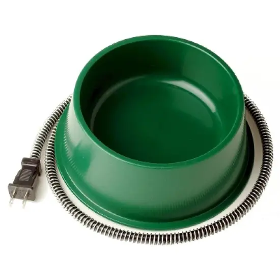 Farm Innovators QT-1 1 Quart Electric Heated Pet Water Bowl with Thermostatic Control and Anti Chew Cord Protector, 25 Watt, Green image {1}
