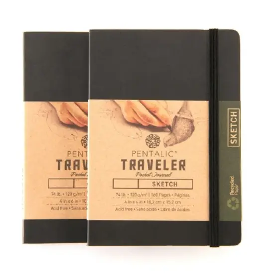 Pentalic 4"x 6" Traveler Pocket Sketching Journal, 2 pack, Black image {11}