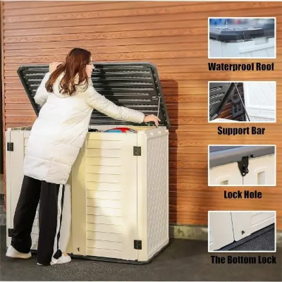 Decksplore 34 Cubic Feet Multi-Purpose Outdoor Storage - Dumpster Storage Shed Patio Gardening Shelves image {6}