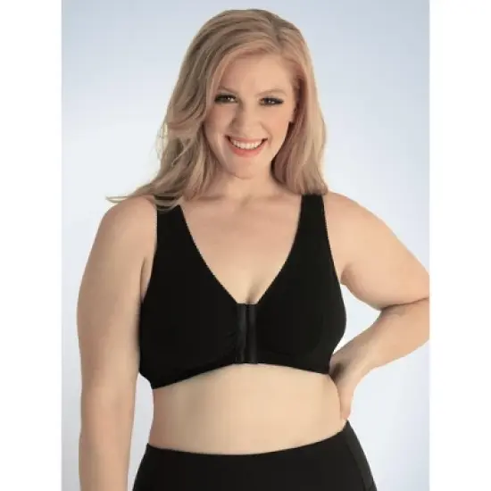 Leading Lady The Meryl - Cotton Front-Closure Leisure Bra, 110-Black image {3}
