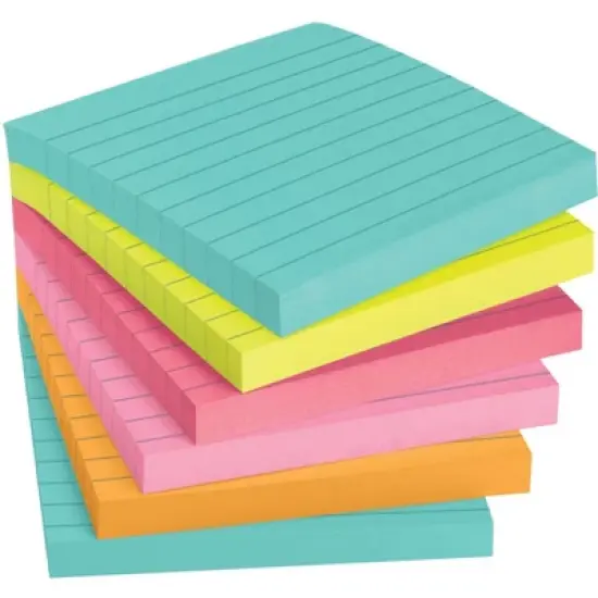 Post-it Super Sticky Lined Notes, 4 x 4 Inches, Miami Colors, 6 Pads with 90 Sheets image {1}